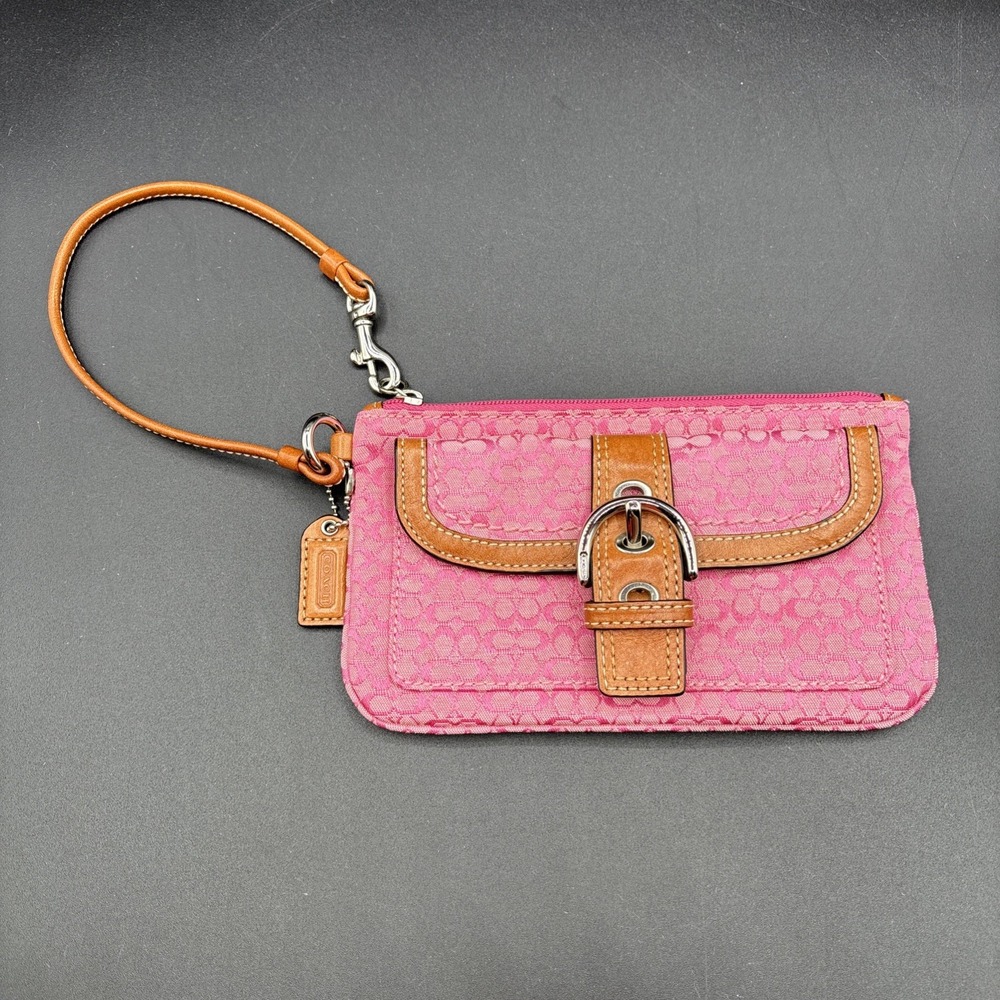 Vintage Coach Pink Signature Soho Buckle Flap Wristlet Wallet Clutch Y2K HTF EUC